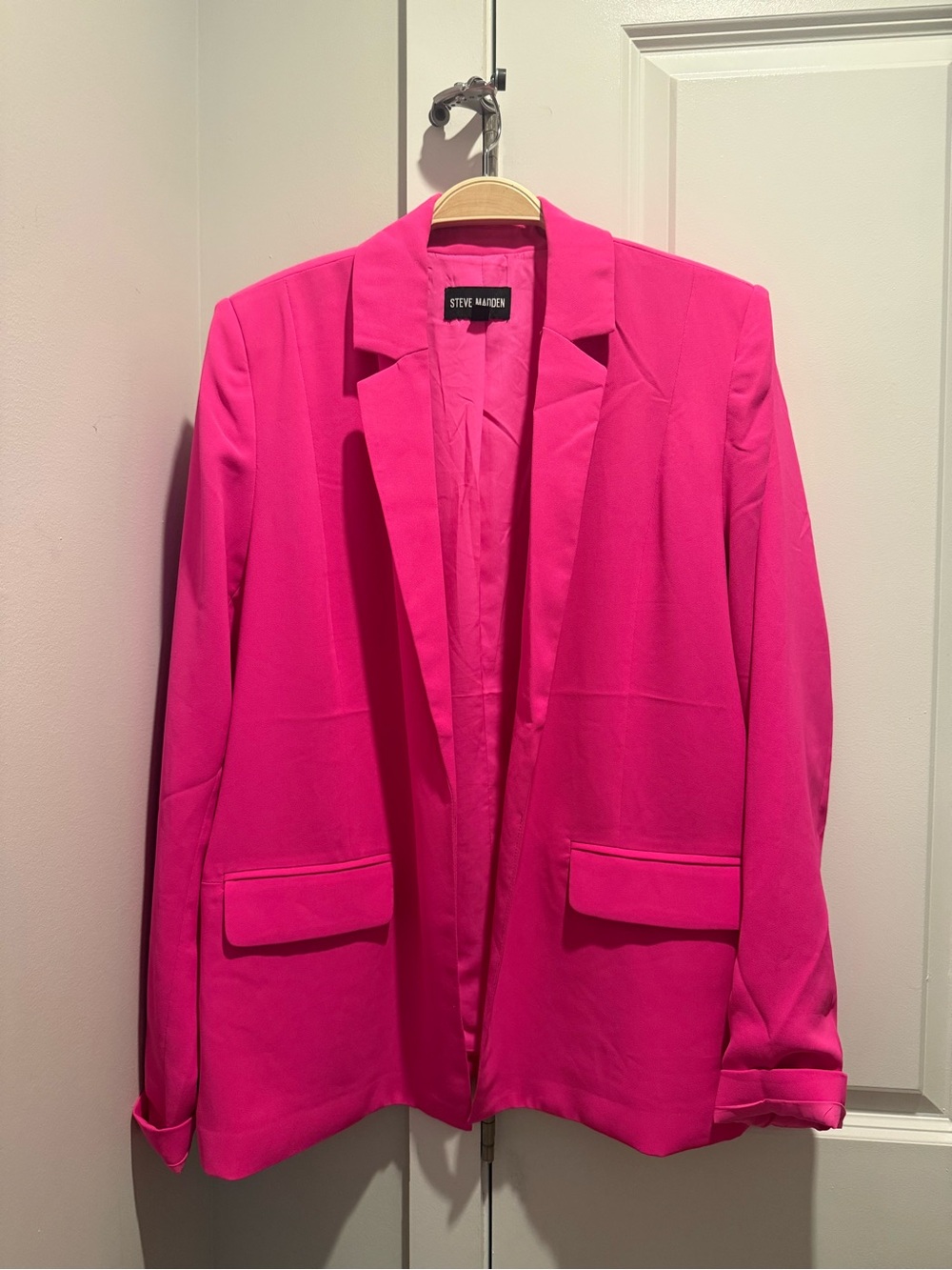 Steve Madden Vibrant Pink Open-Front Blazer